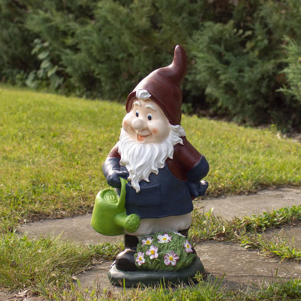 20" Gardener Gnome with Watering Can Outdoor Garden Statue. Picture 2