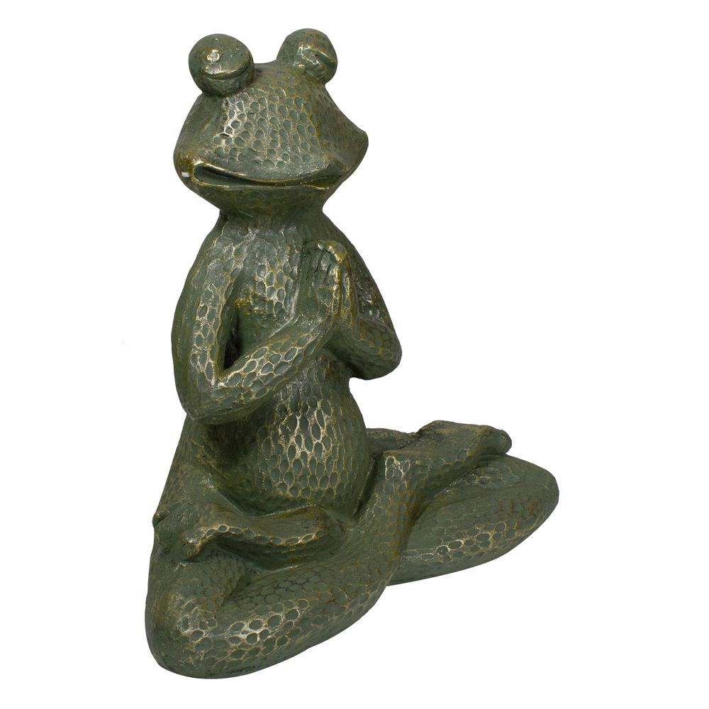 14" Gold Verdigris Yoga Frog Outdoor Garden Statue. Picture 3