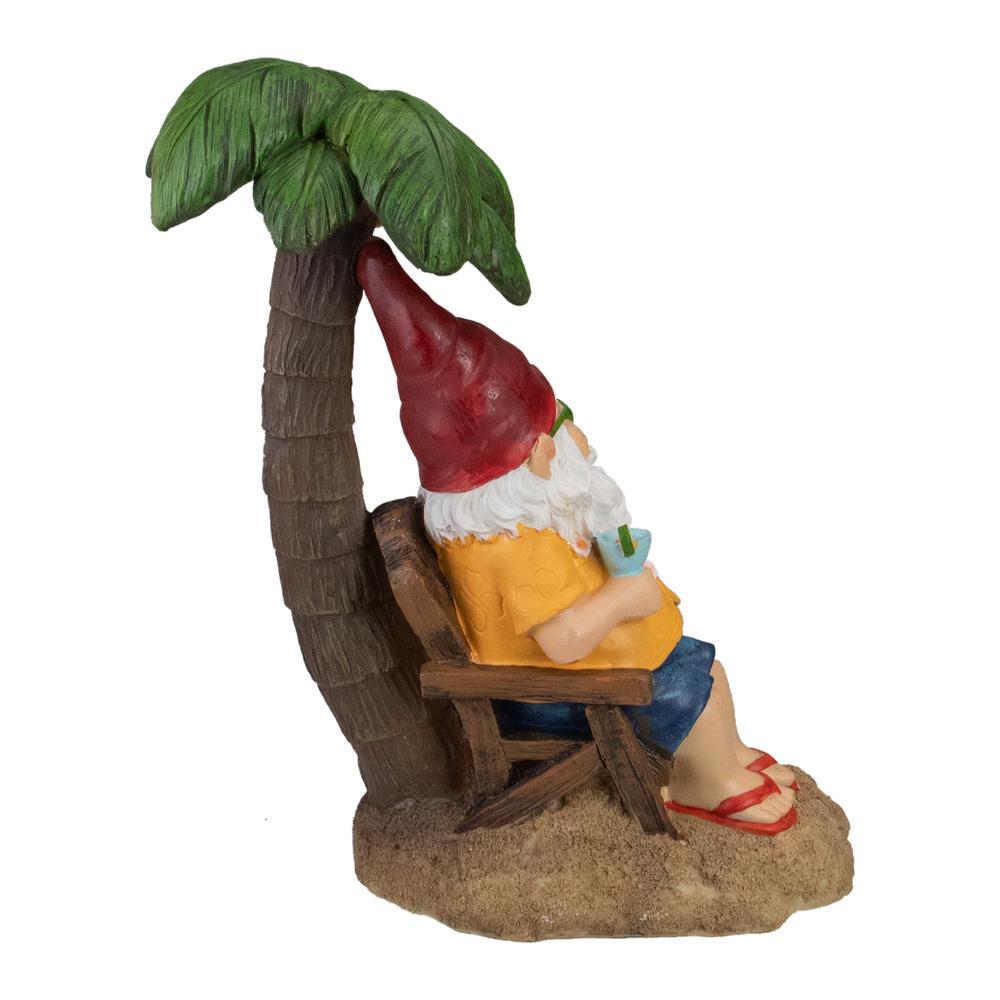 12.25" Tropical Gnome with Palm Tree Outdoor Garden Statue. Picture 4