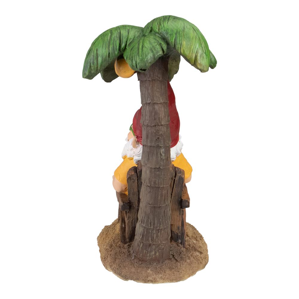 12.25" Tropical Gnome with Palm Tree Outdoor Garden Statue. Picture 5