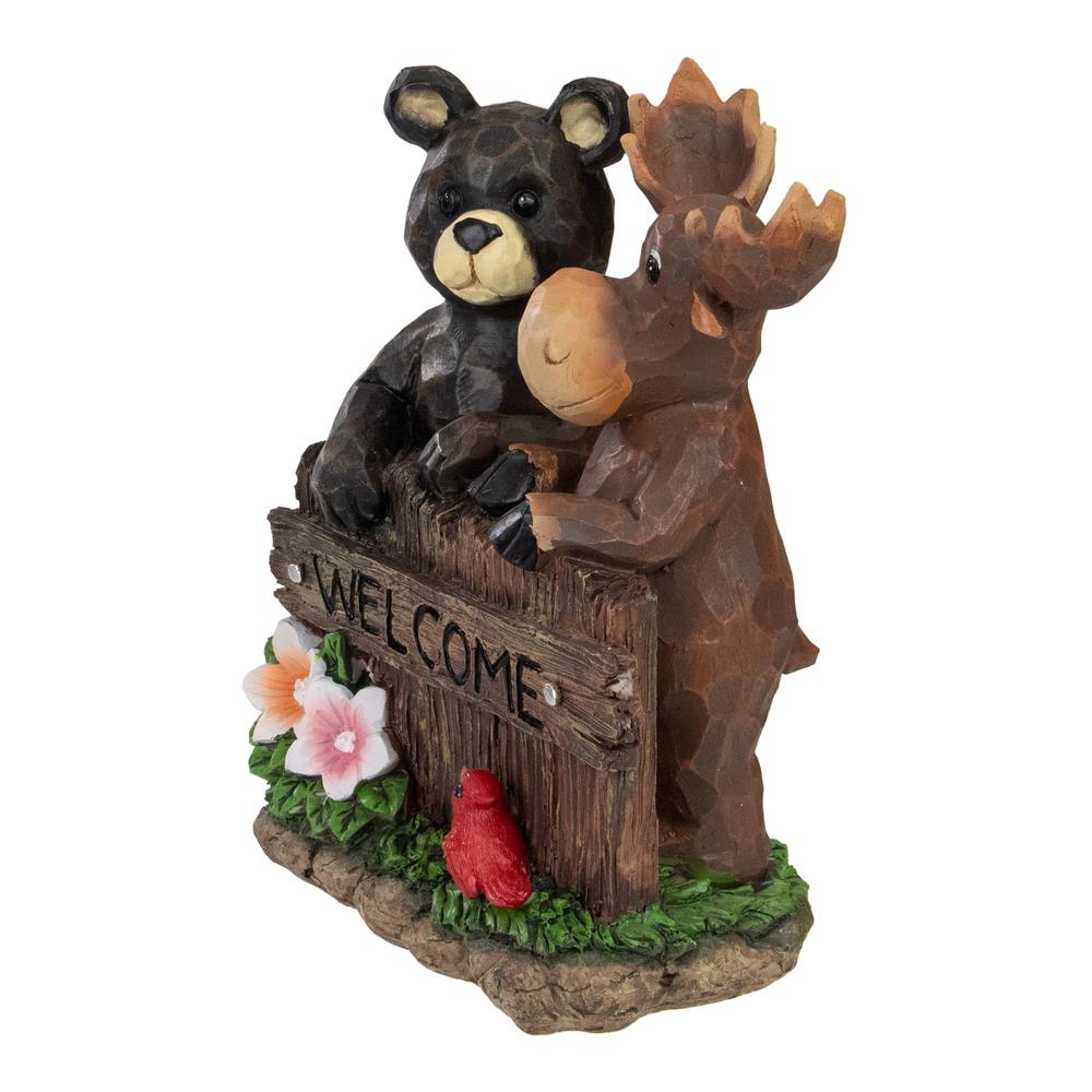9.5" Black Bear and Moose Outdoor Garden "Welcome" Sign. Picture 3