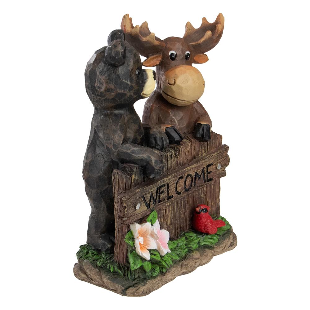 9.5" Black Bear and Moose Outdoor Garden "Welcome" Sign. Picture 5
