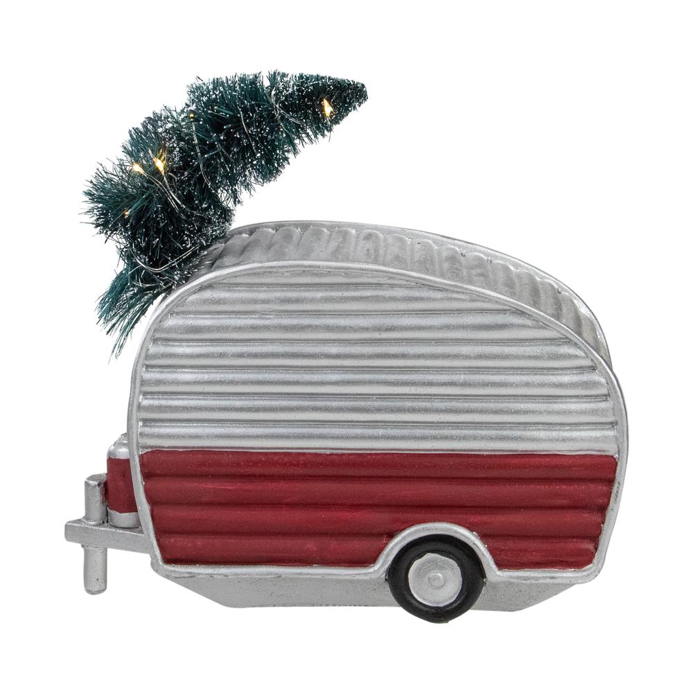 8.5" LED Lighted Camper with Pine Bough Christmas Decoration. Picture 3