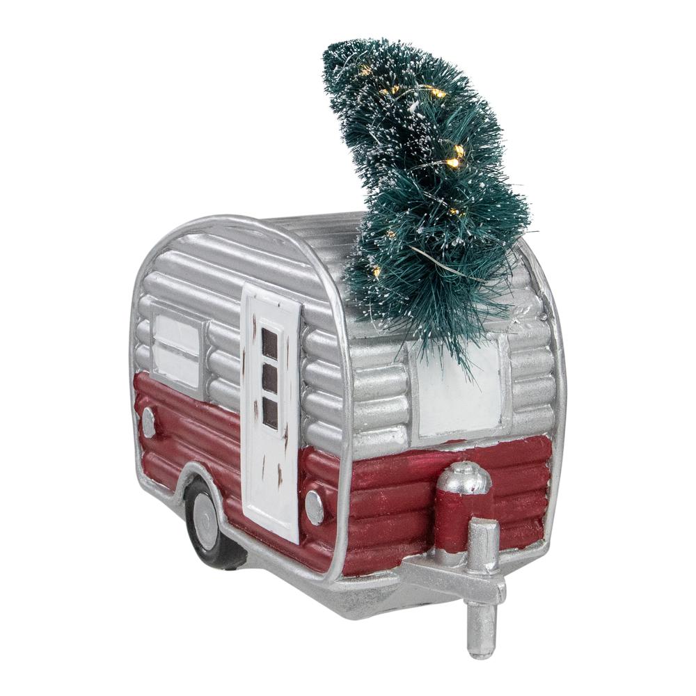 8.5" LED Lighted Camper with Pine Bough Christmas Decoration. Picture 4
