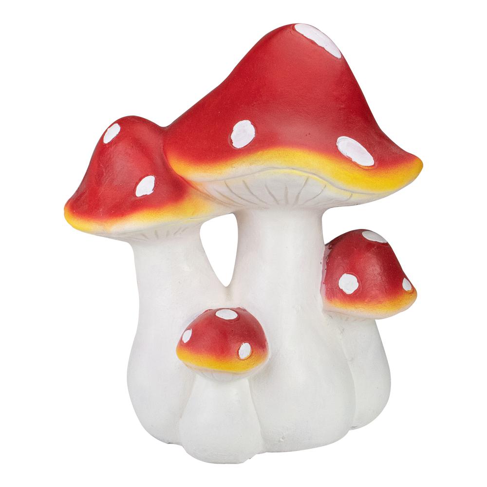 16.75" White and Red Hand Painted Mushrooms Outdoor Garden Decor. Picture 1