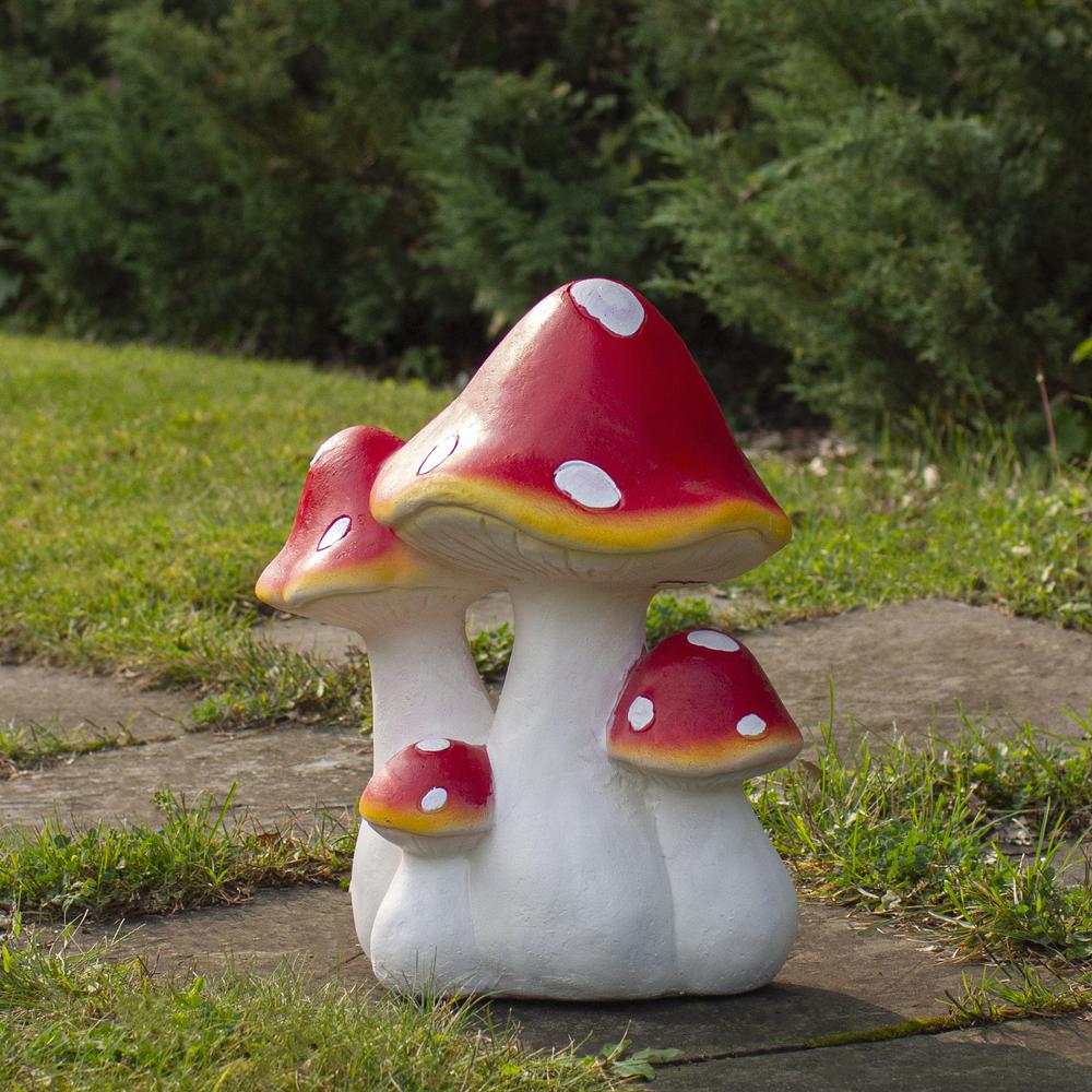 16.75" White and Red Hand Painted Mushrooms Outdoor Garden Decor. Picture 2