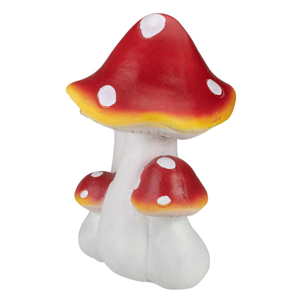 16.75" White and Red Hand Painted Mushrooms Outdoor Garden Decor. Picture 3