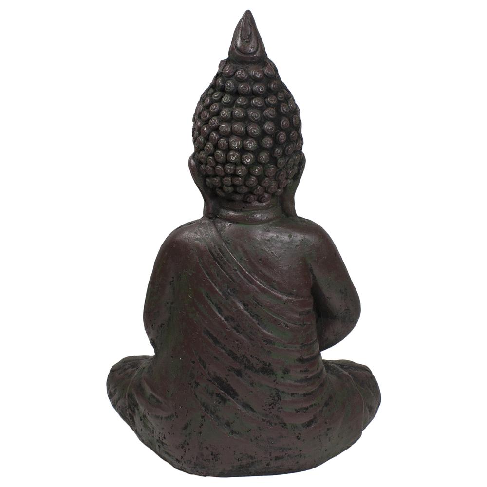 17.5" Dark Brown Meditating Buddha Outdoor Garden Statue. Picture 5