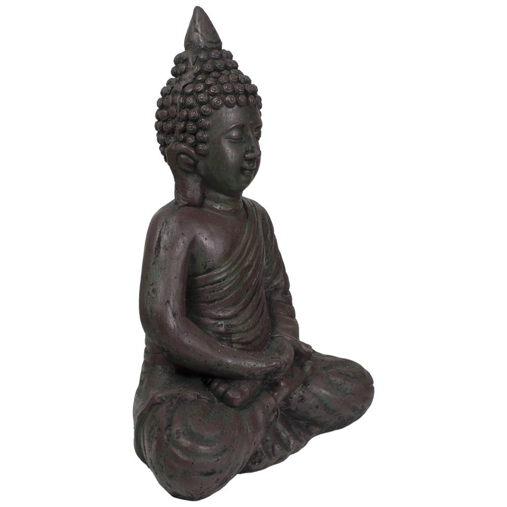 17.5" Dark Brown Meditating Buddha Outdoor Garden Statue. Picture 3