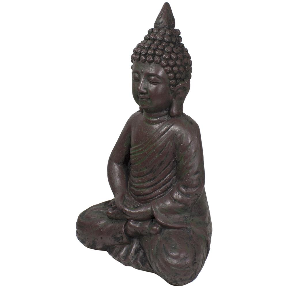 17.5" Dark Brown Meditating Buddha Outdoor Garden Statue. Picture 4