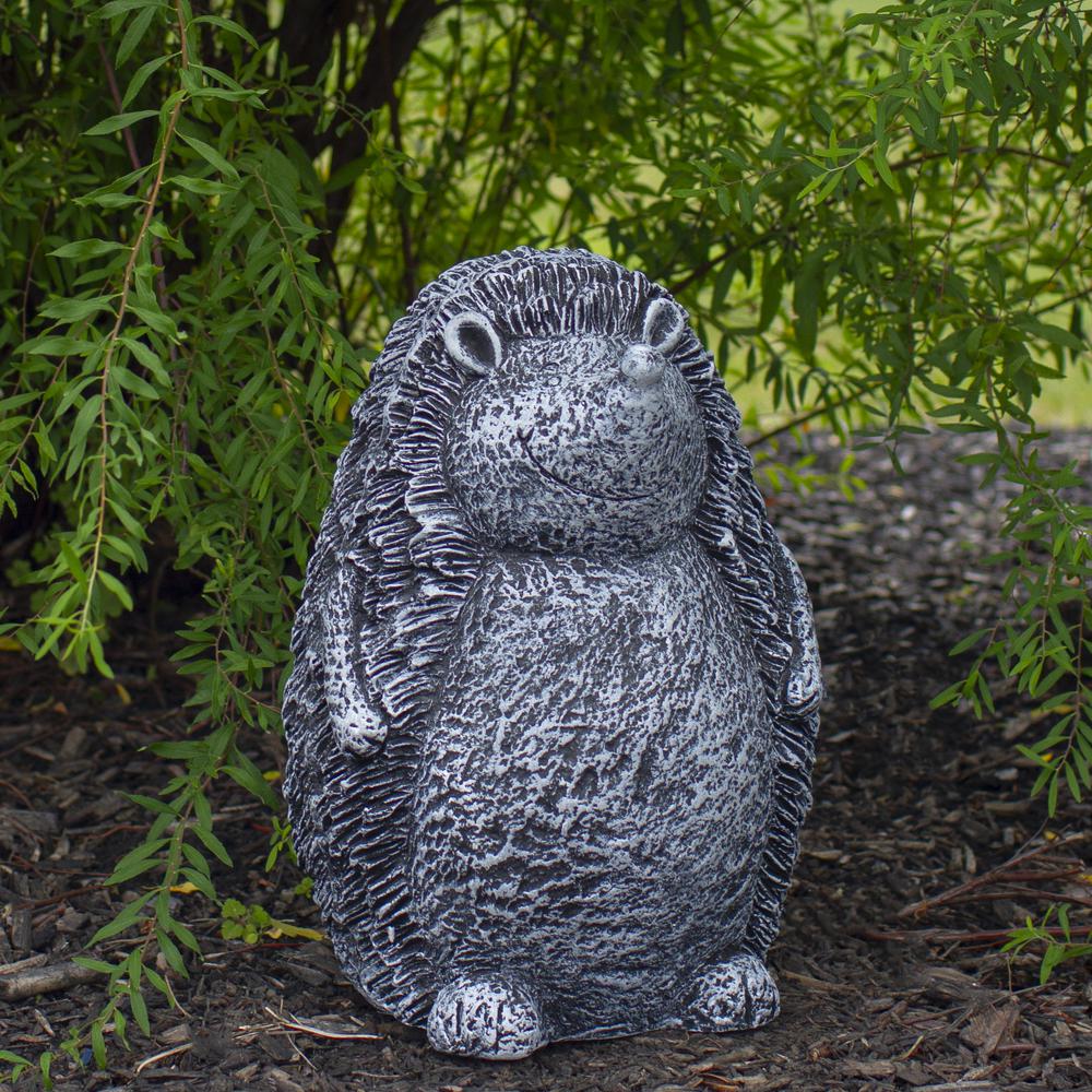 15" Gray Standing Hedgehog Outdoor Garden Statue. Picture 2