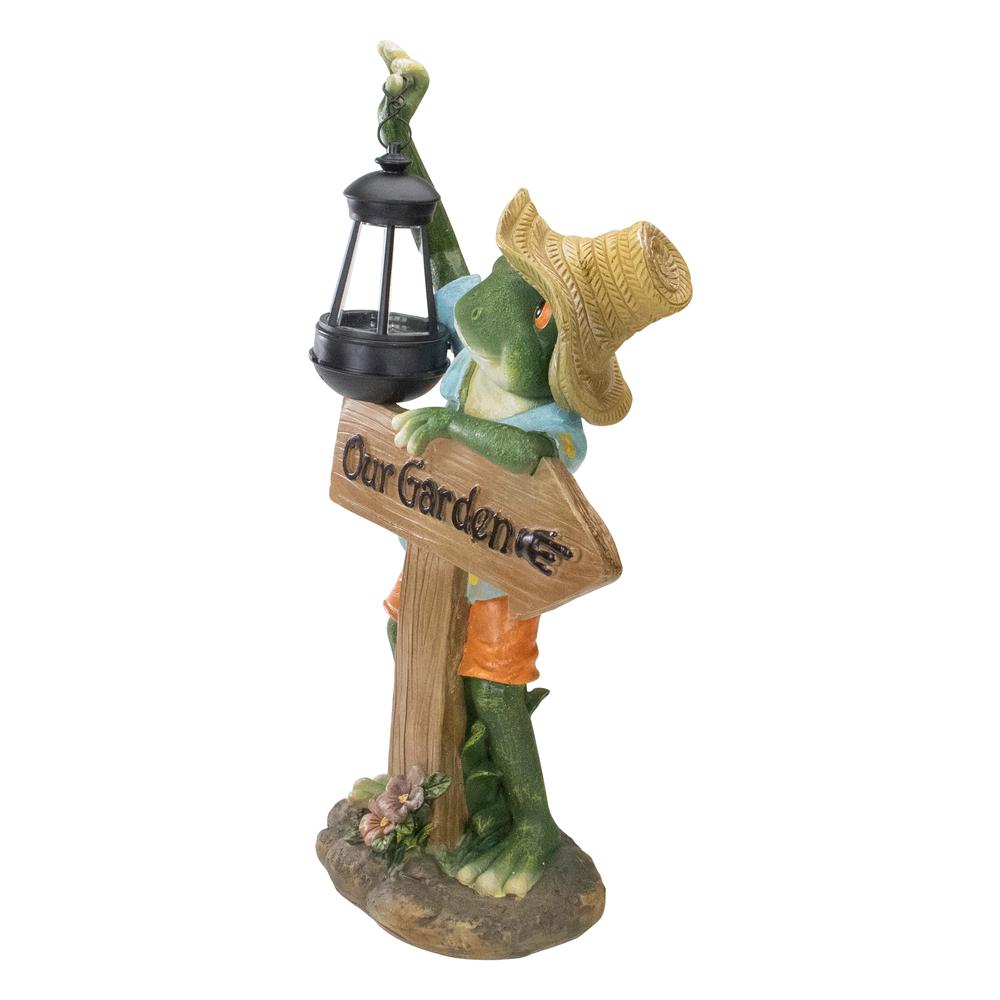 18-Inch Country Frog with Lantern Outdoor Garden Statue. Picture 3