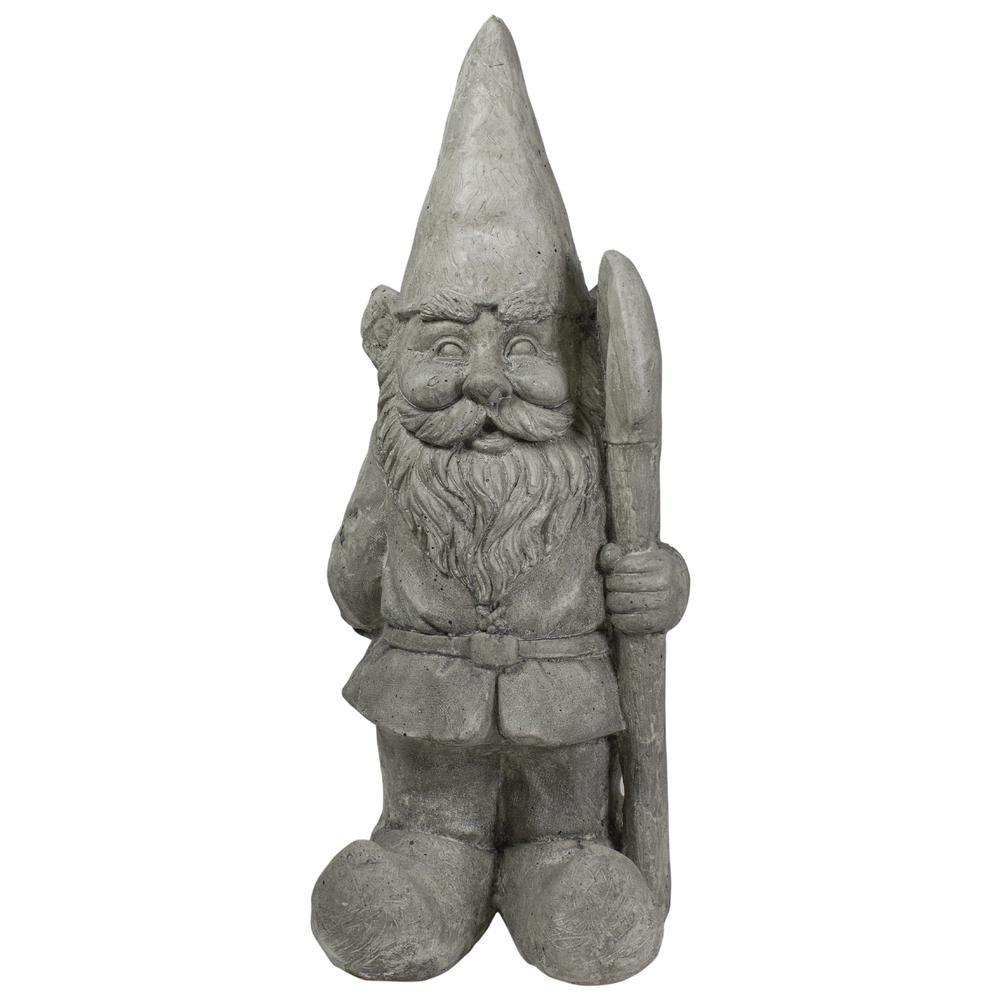18.5" Gray Gardener Gnome with Shovel Outdoor Garden Statue. The main picture.