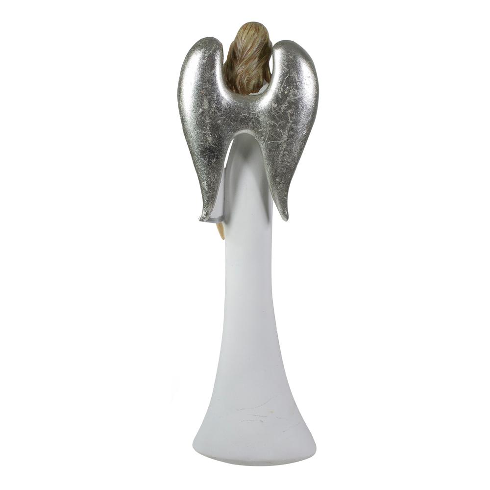 16" Silver and White Tabletop Angel Figure. Picture 5