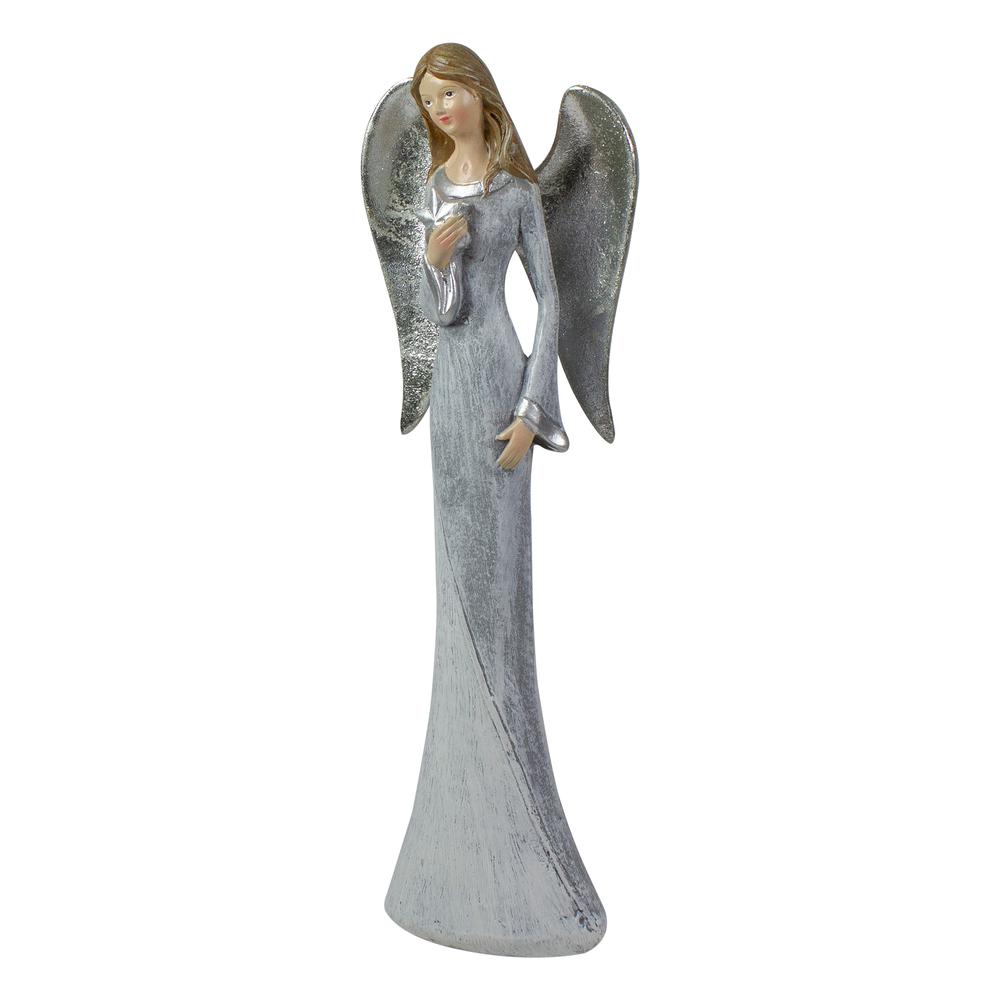 6.5" Gray and White Angel Figure Holding a Star. Picture 4