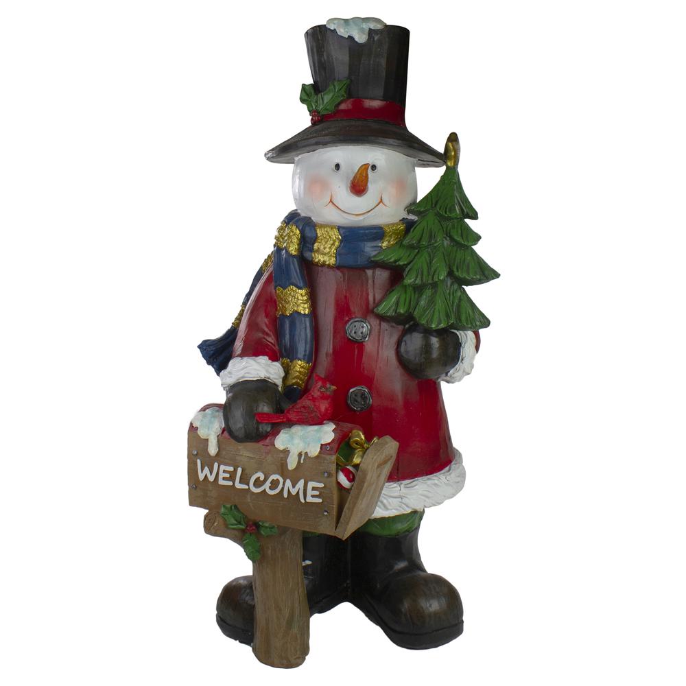 31" Winter Dressed Snowman and Welcome Mailbox Christmas Decoration. Picture 1