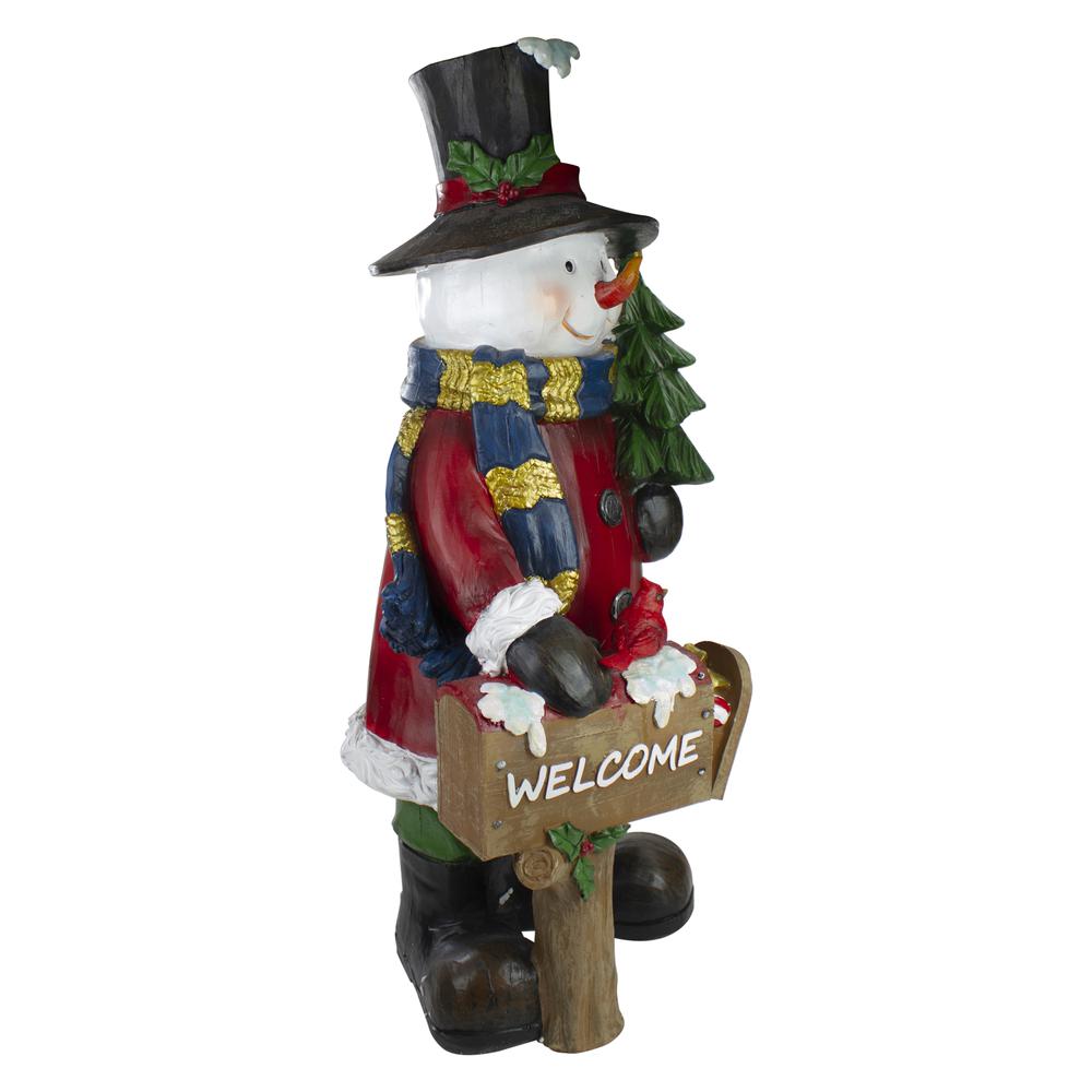 31" Winter Dressed Snowman and Welcome Mailbox Christmas Decoration. Picture 2