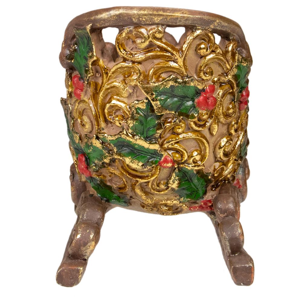 8.75" Brown and Gold Sleigh Tabletop Christmas Decoration. Picture 4