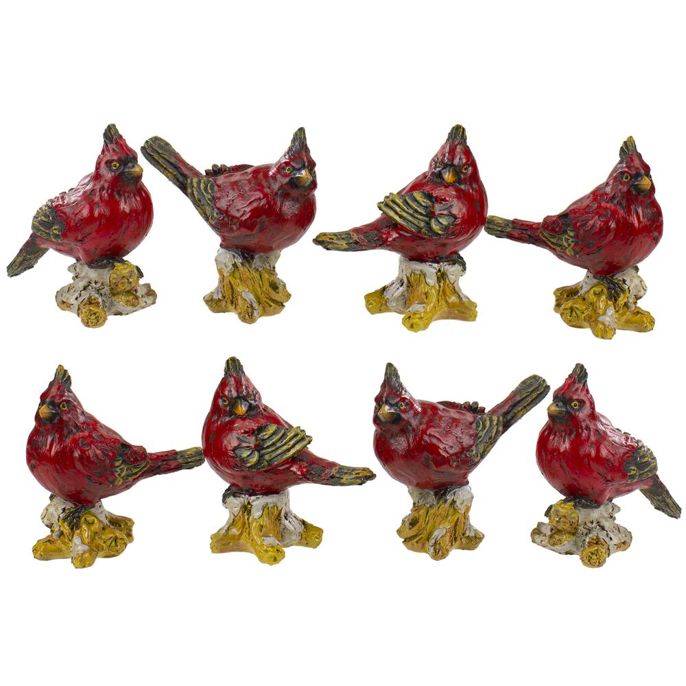 Set of 8 Red Cardinal Bird Christmas Figures 4.5". Picture 1