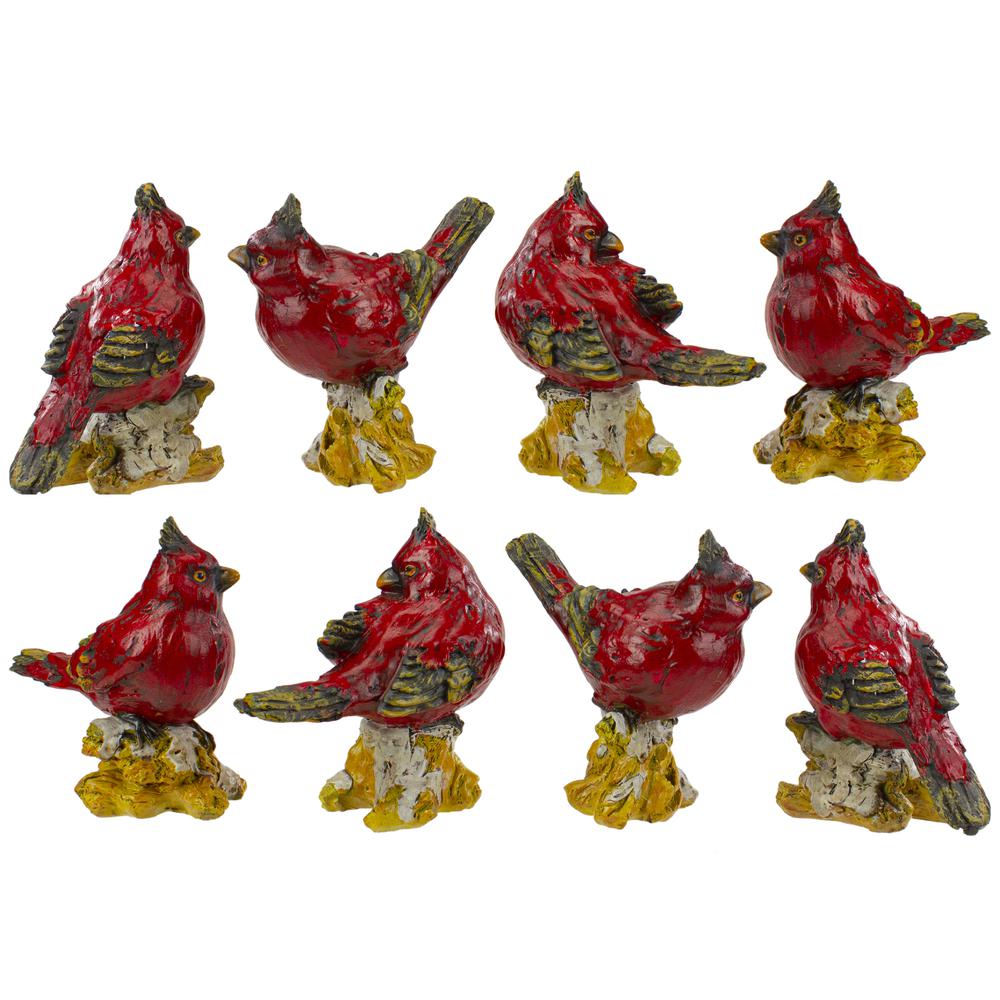 Set of 8 Red Cardinal Bird Christmas Figures 4.5". Picture 3
