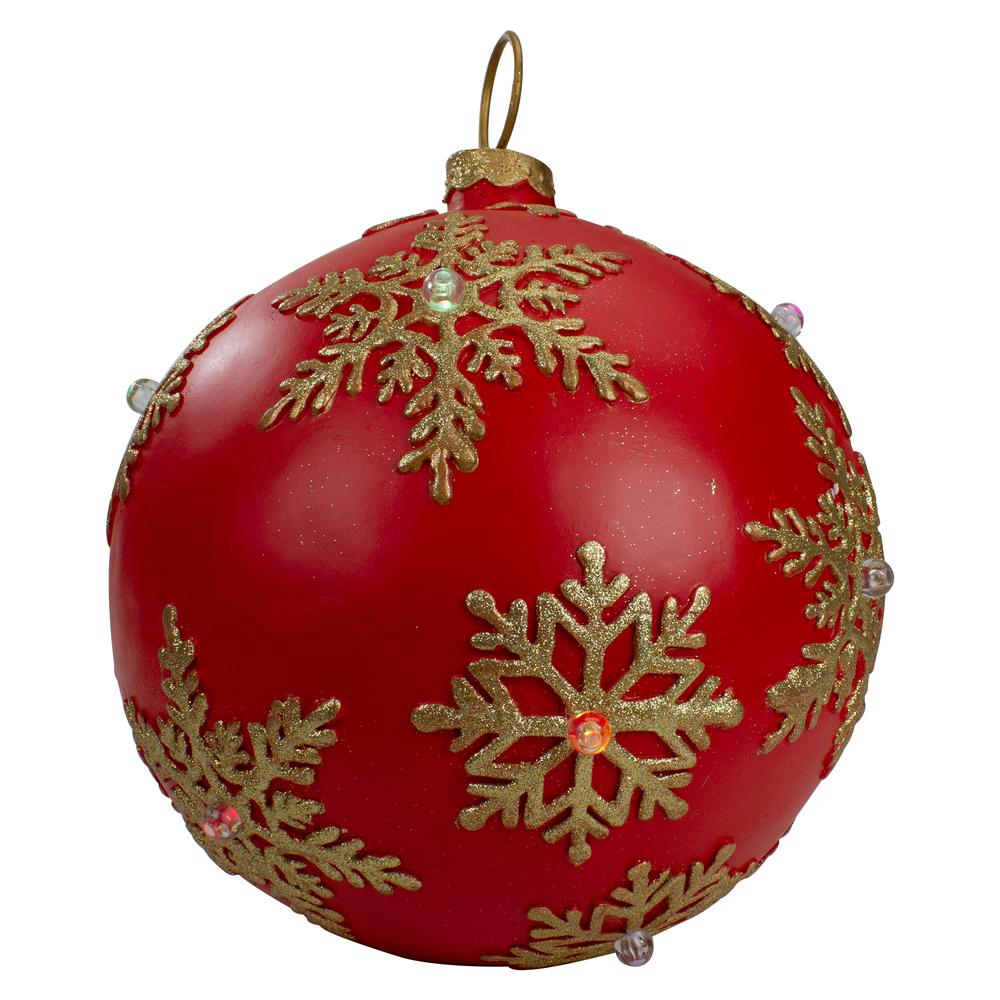 12-Inch Red and Gold Large Christmas Ball Ornament Tabletop LED Decoration. Picture 2