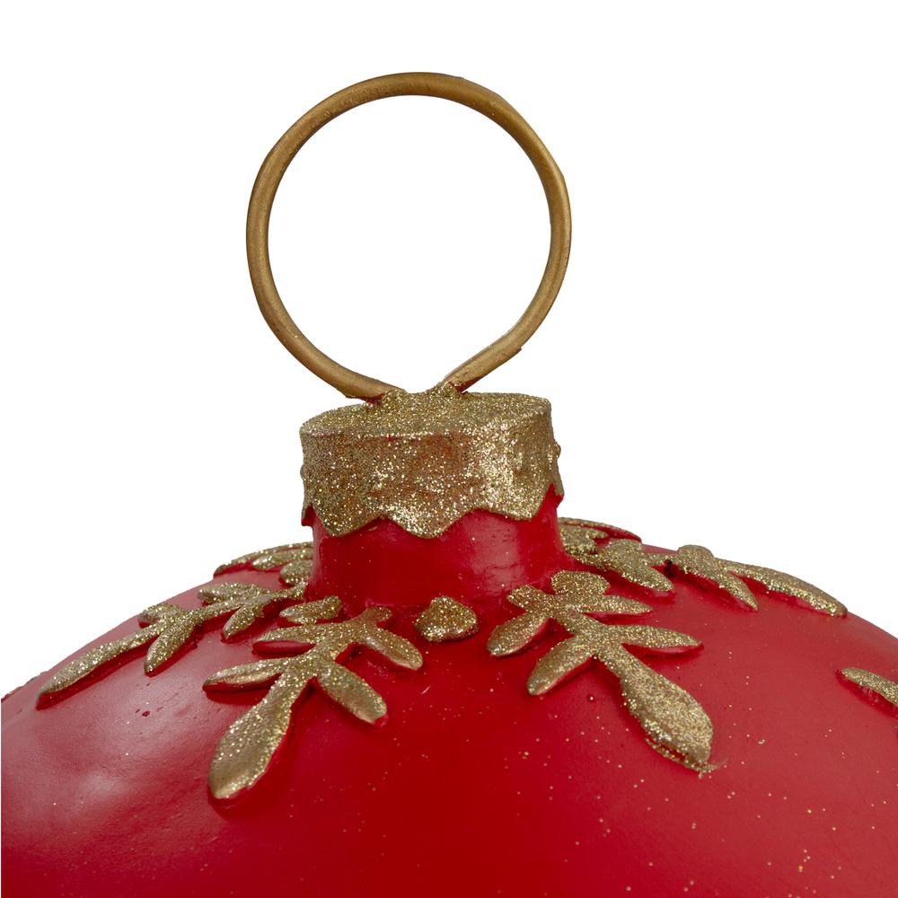12-Inch Red and Gold Large Christmas Ball Ornament Tabletop LED Decoration. Picture 3