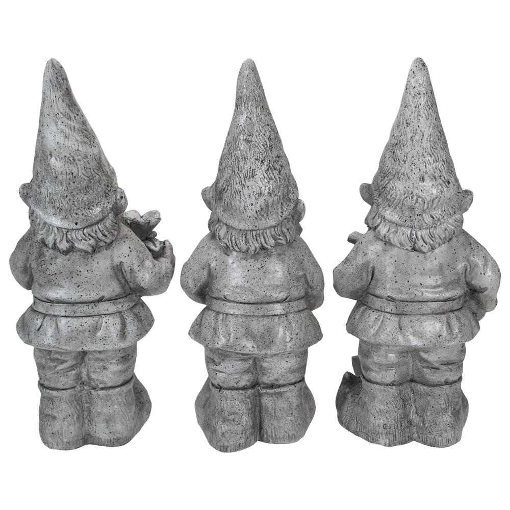 Set of 3 Gray Gardening Garden Gnomes Outdoor Statues 15.75". Picture 5