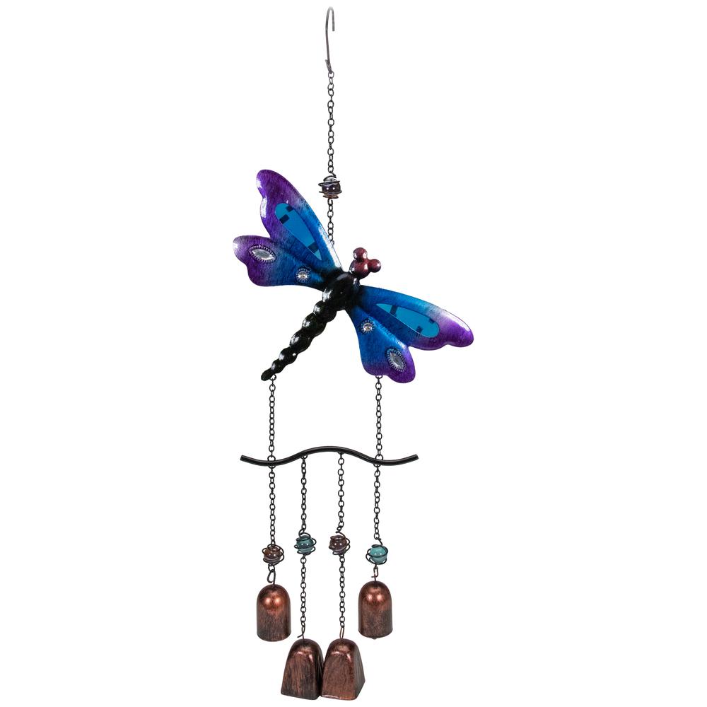 24" Purple and Bronze Dragonfly Outdoor Garden Windchime. Picture 1
