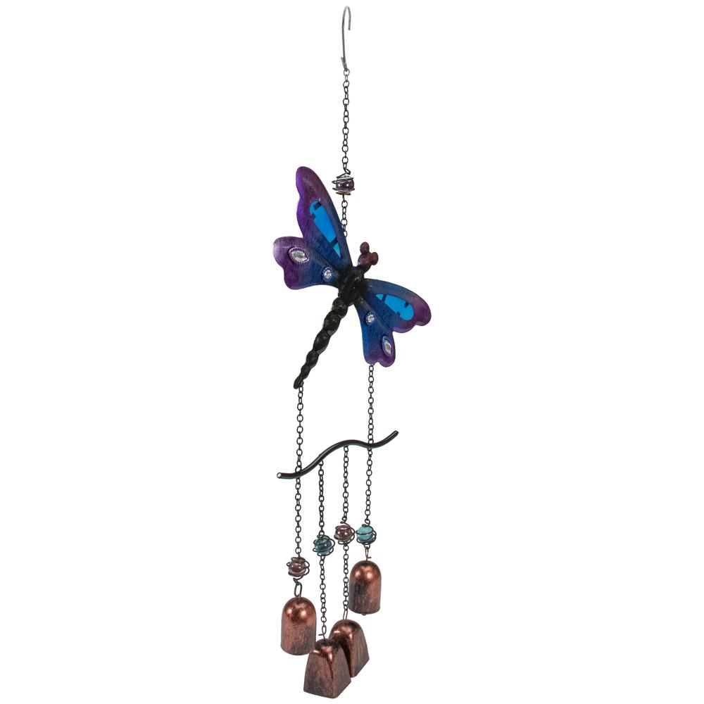 24" Purple and Bronze Dragonfly Outdoor Garden Windchime. Picture 3