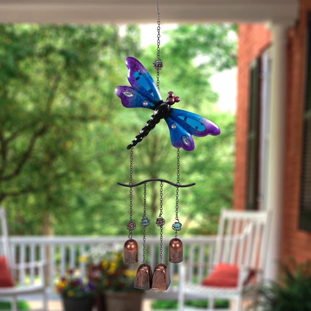 24" Purple and Bronze Dragonfly Outdoor Garden Windchime. Picture 2