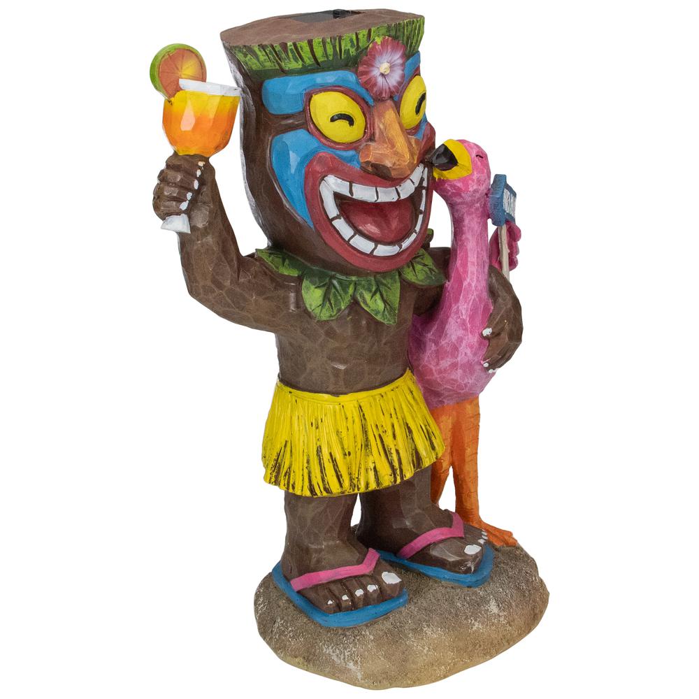 16" Solar Lighted Polynesian Outdoor Garden Tropical Tiki Bar Statue. Picture 3