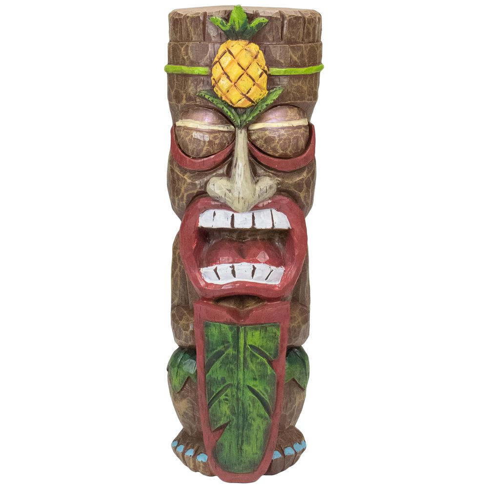 16" Solar Lighted Polynesian Outdoor Garden Tiki Statue. Picture 1