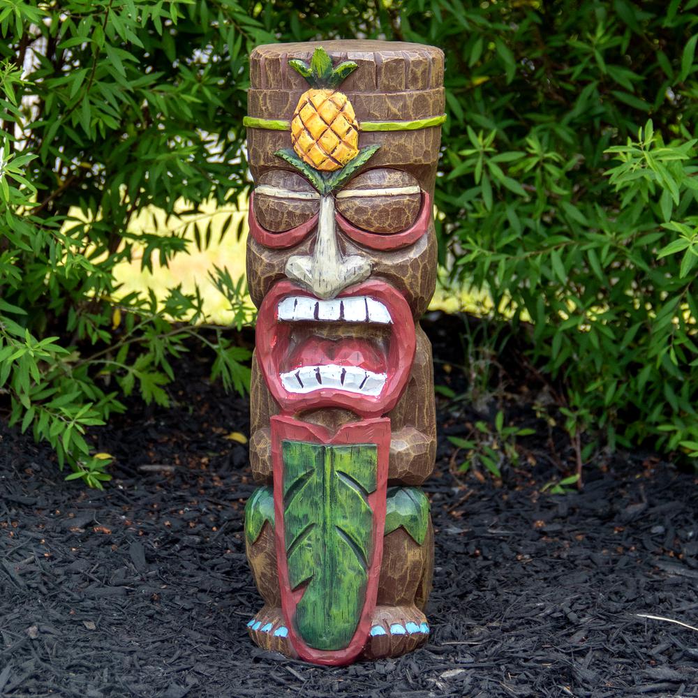 16" Solar Lighted Polynesian Outdoor Garden Tiki Statue. Picture 2