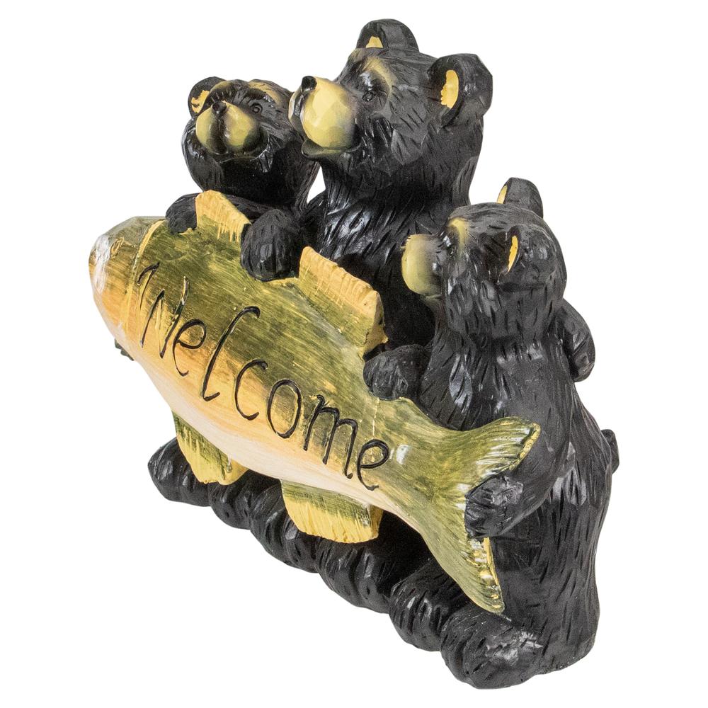 10" Bear Family Trio Welcome Sign Outdoor Garden Statue. Picture 4