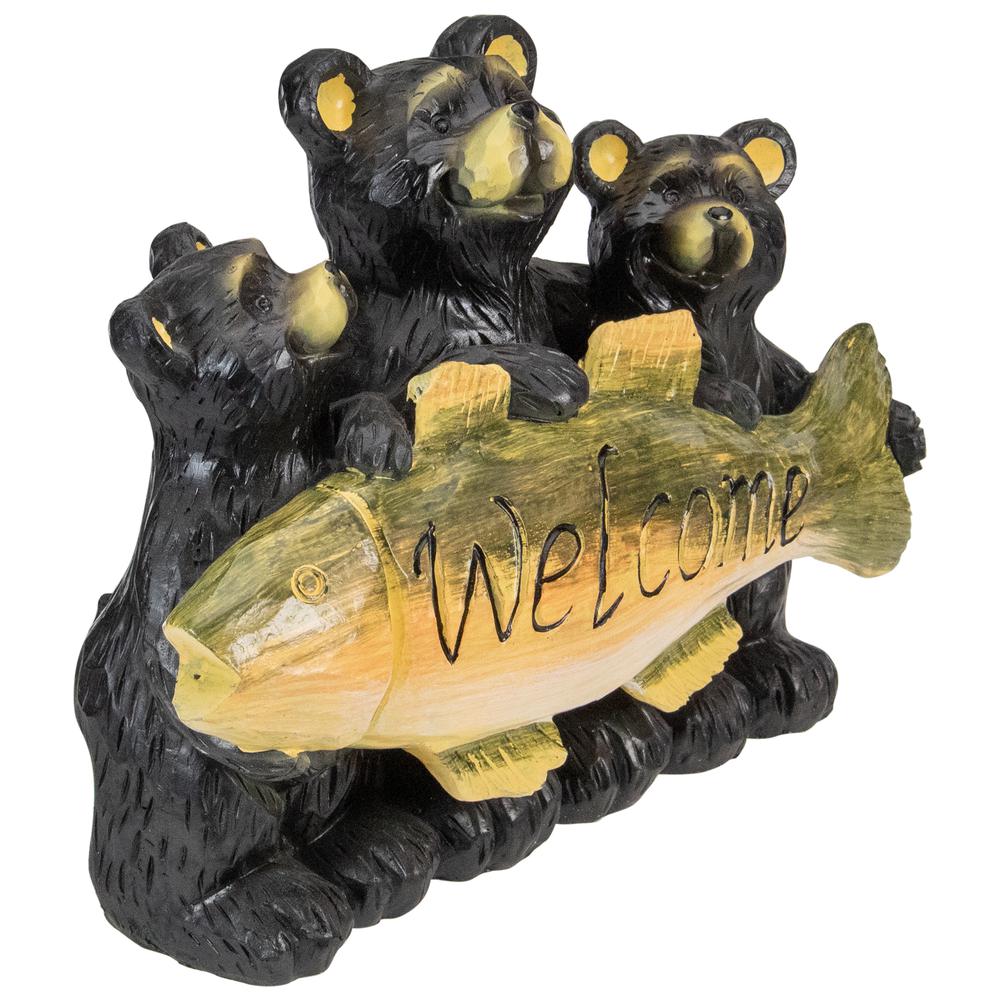 10" Bear Family Trio Welcome Sign Outdoor Garden Statue. Picture 3