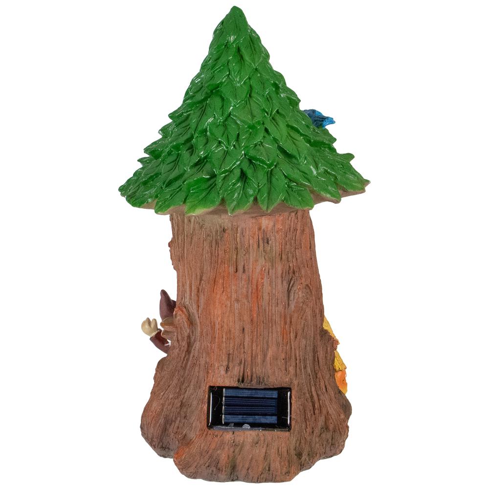 14" Solar Lighted Welcome Gnome Tree House Outdoor Garden Statue. Picture 5