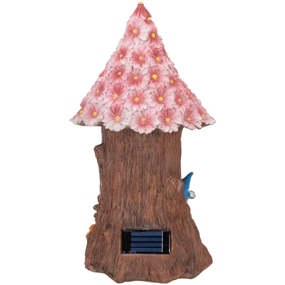 14" Solar Lighted Bless Our Home Gnome Tree House Outdoor Garden Statue. Picture 5