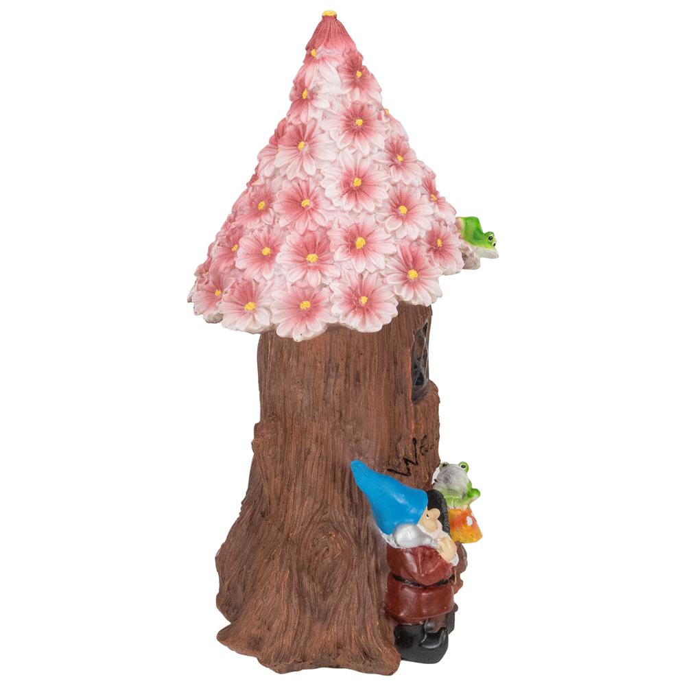 14" Solar Lighted Bless Our Home Gnome Tree House Outdoor Garden Statue. Picture 4
