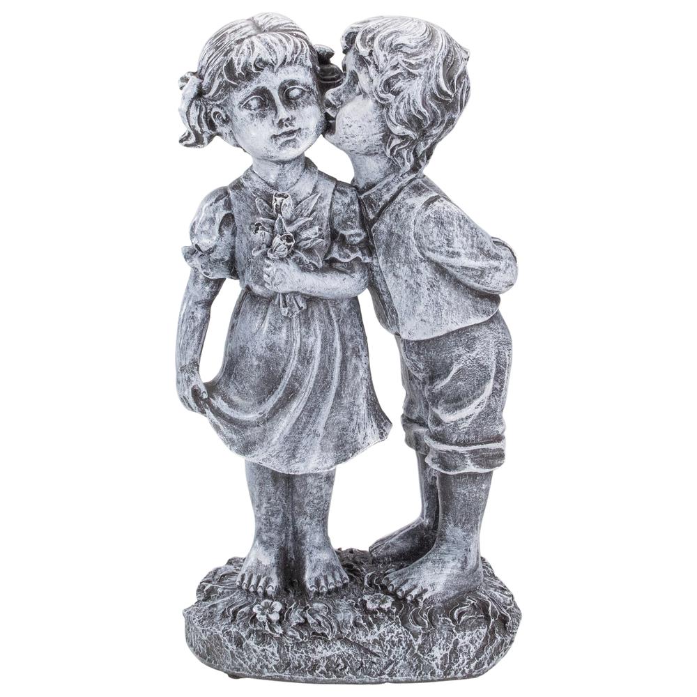 12.5" Peck on the Cheek Outdoor Garden Statue. Picture 1