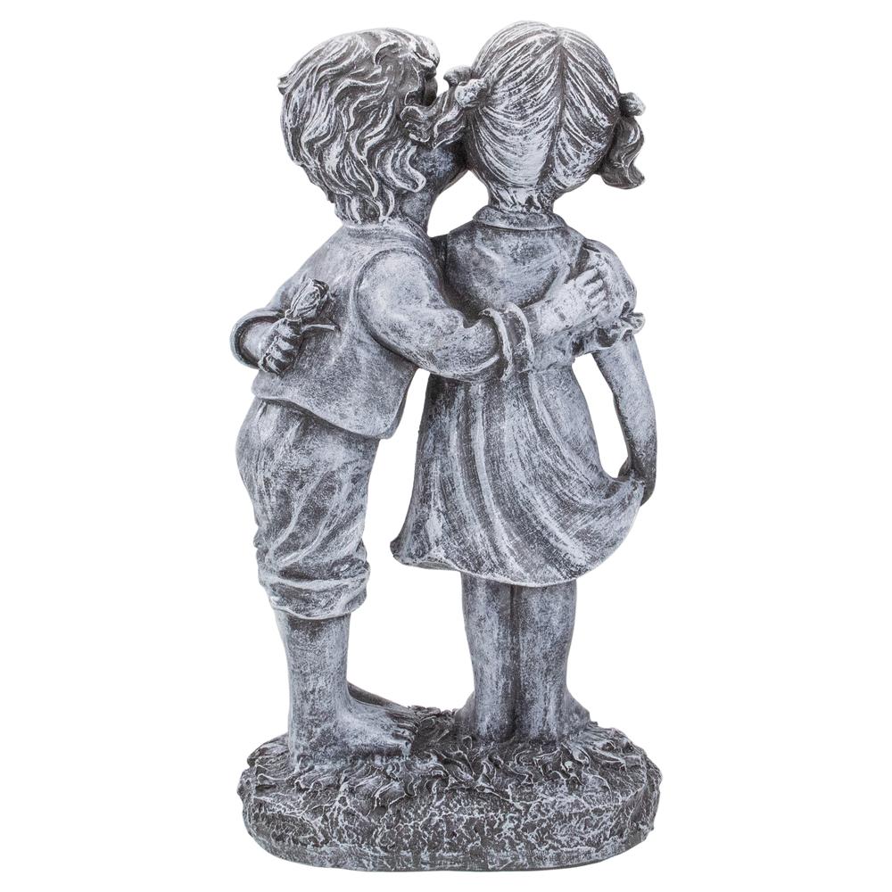 12.5" Peck on the Cheek Outdoor Garden Statue. Picture 5