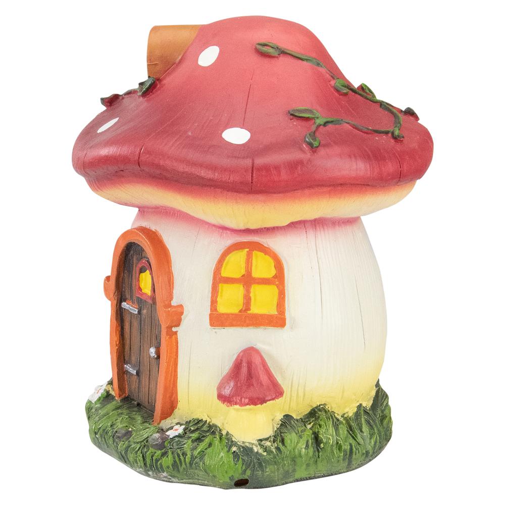 6.25" Red Mushroom House Outdoor Garden Statue. Picture 4