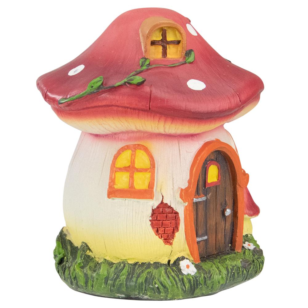 6.25" Red Mushroom House Outdoor Garden Statue. Picture 5
