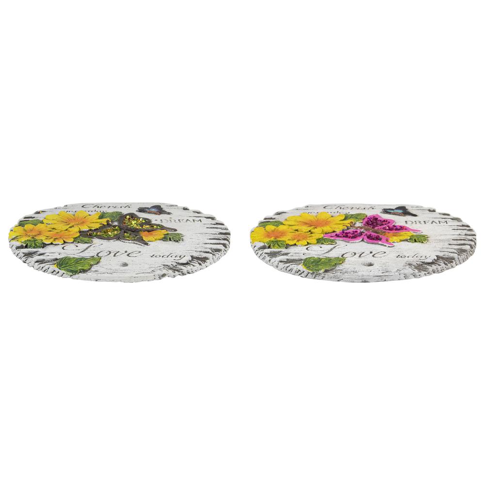 Set of 2 "Love Today" Outdoor Floral Garden Stones 10". Picture 4