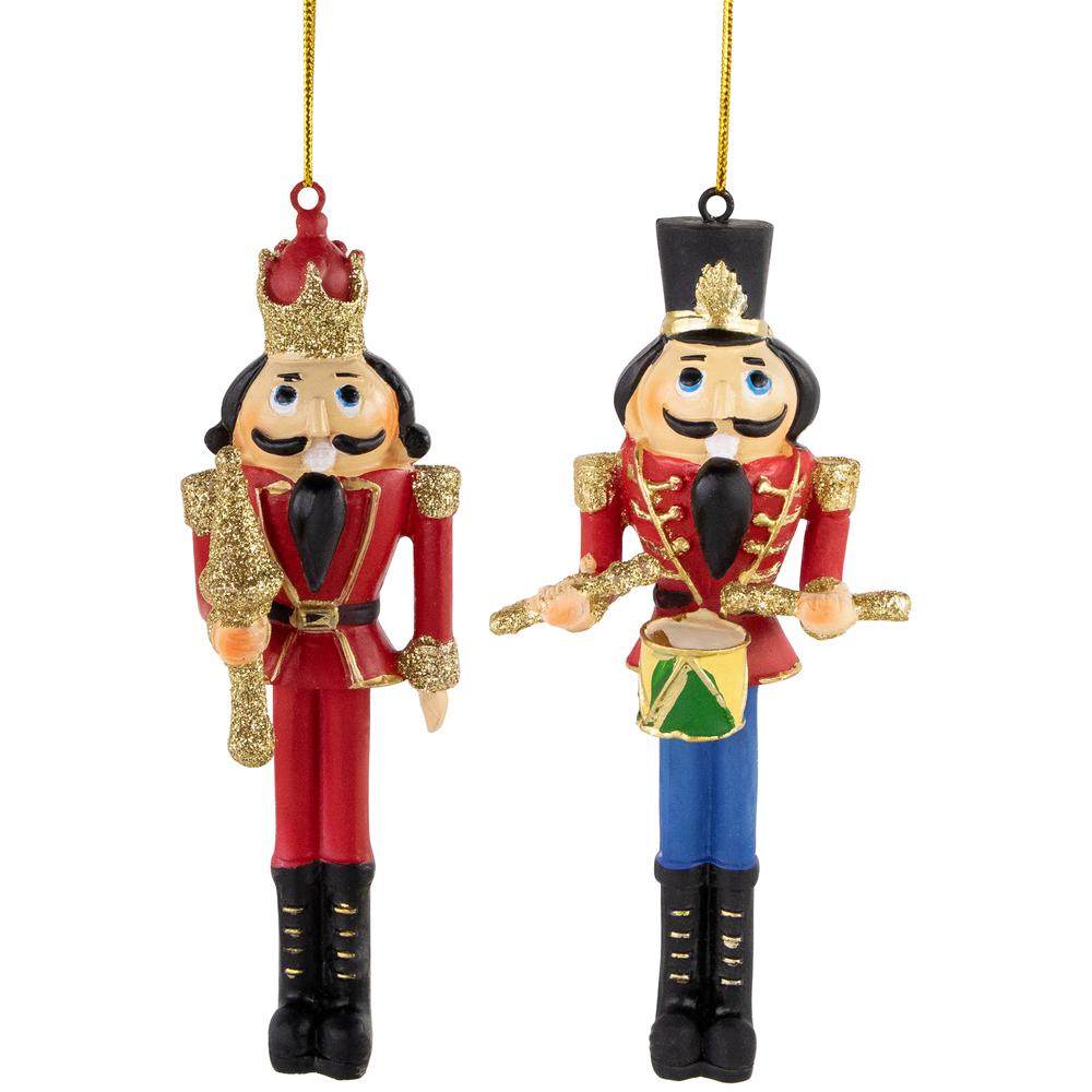 Set of 2 Nutcracker King and Soldier Christmas Ornaments 5.75". Picture 1