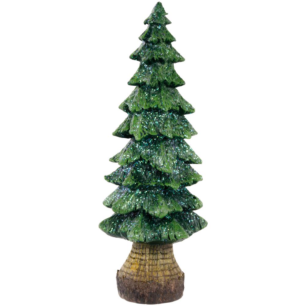 9.5" Green Glittered Tree Christmas Tabletop Decoration. Picture 1