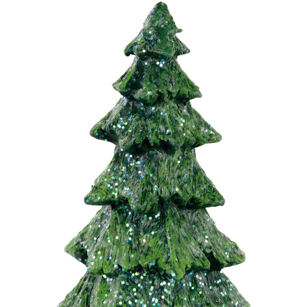 9.5" Green Glittered Tree Christmas Tabletop Decoration. Picture 4