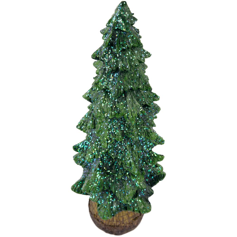 9.5" Green Glittered Tree Christmas Tabletop Decoration. Picture 7