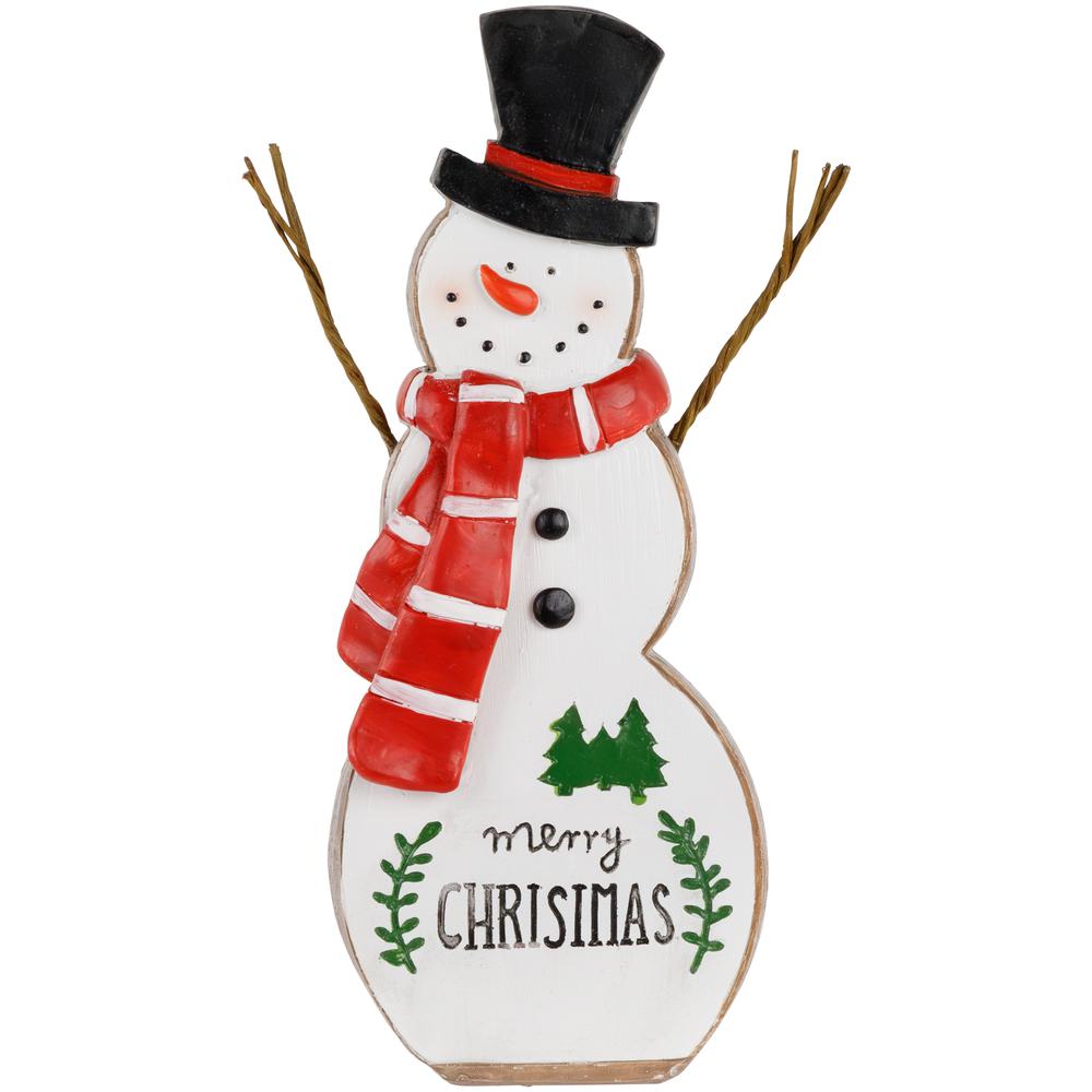 8.5" Wooden Snowman "Merry Christmas" Decoration. Picture 1