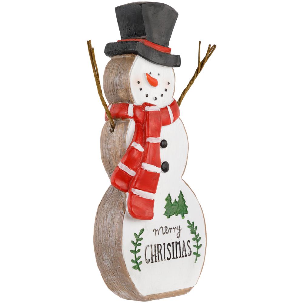 8.5" Wooden Snowman "Merry Christmas" Decoration. Picture 3