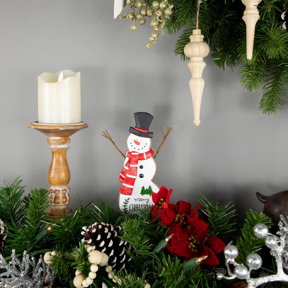 8.5" Wooden Snowman "Merry Christmas" Decoration. Picture 2